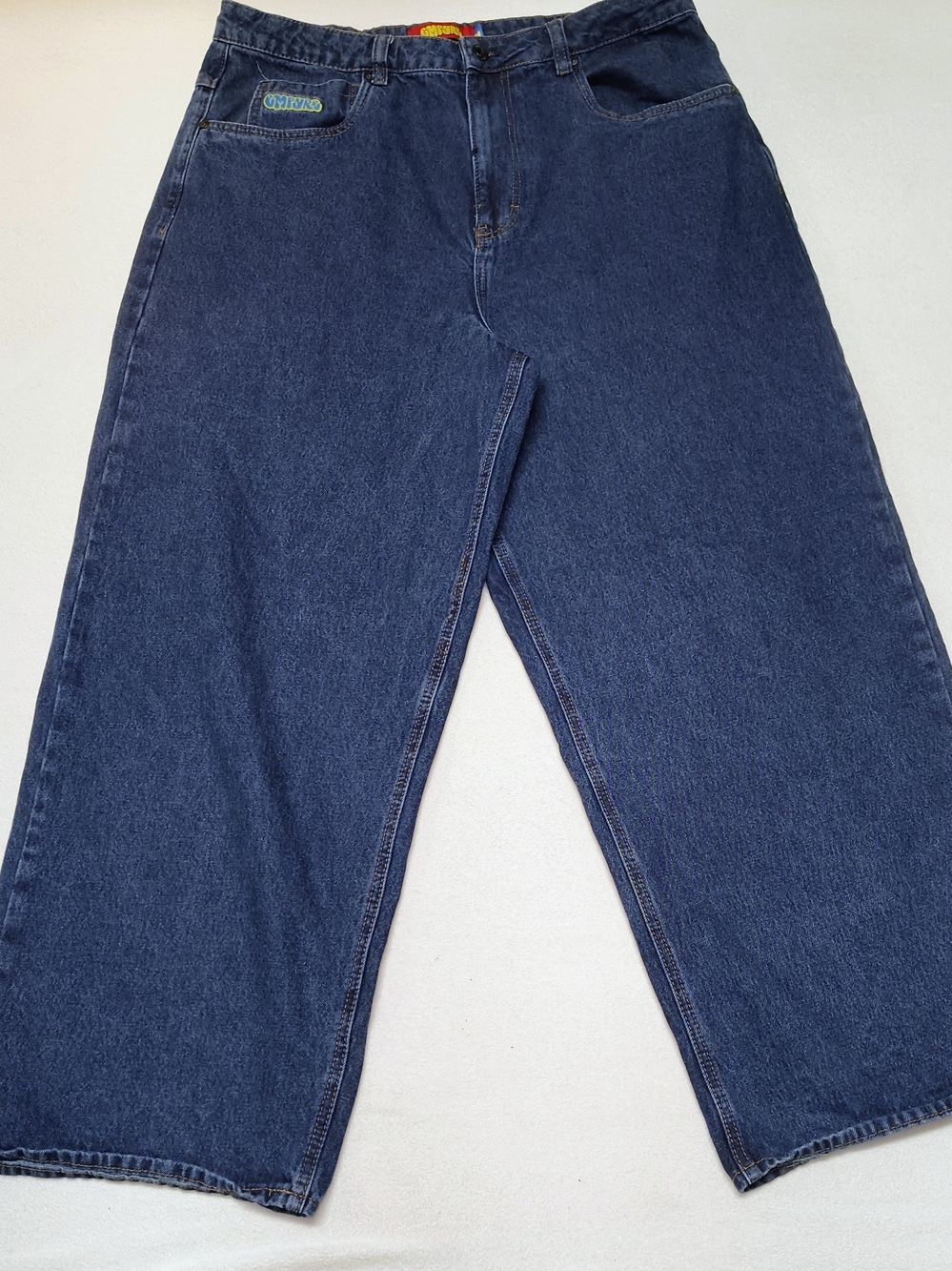 Empyre Men's Baggy Wide-Leg Denim Jeans in Dark Blue